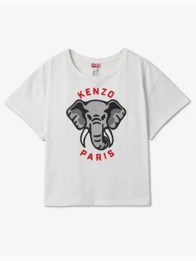 Elephant Cotton Short Sleeve T-Shirt White - KENZO - BALAAN 2