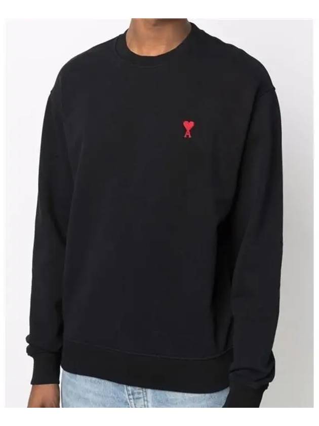 Small Heart Logo Sweatshirt Black - AMI - BALAAN 4