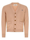 ORB Embroidery Logo V Neck Cardigan Beige - VIVIENNE WESTWOOD - BALAAN 1