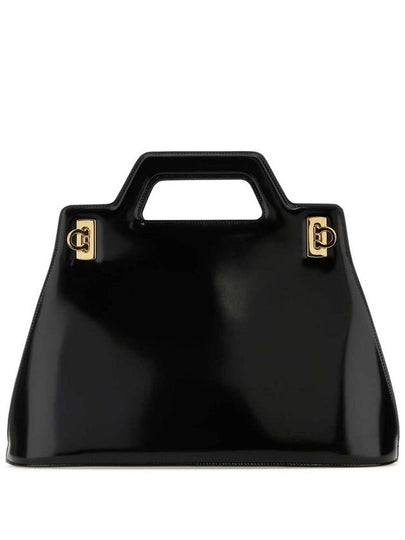 Wanda Brushed Leather Tote Bag Black - SALVATORE FERRAGAMO - BALAAN 2