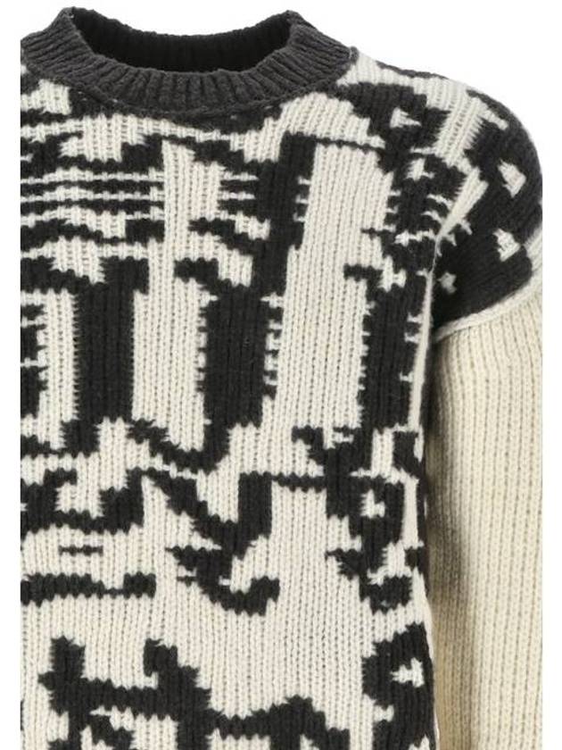 Crew Neck Graphic Wool Knit Top Ivory - BOTTEGA VENETA - BALAAN 3