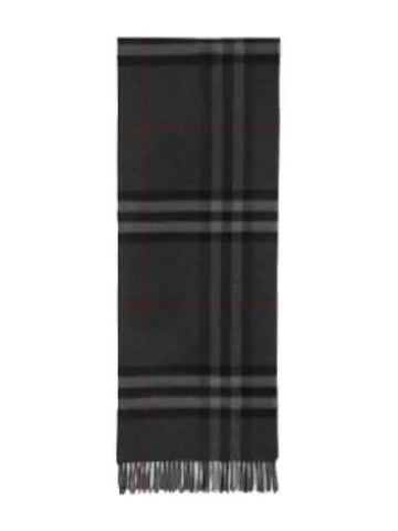 Giant Check Cashmere Muffler Charcoal Scarf - BURBERRY - BALAAN 1