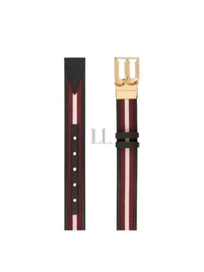 B Bold Buckle Leather Belt Red Black - BALLY - BALAAN 2