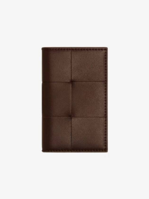 Intrecciato Cassette Leather Flap Card Wallet Brown - BOTTEGA VENETA - BALAAN 2