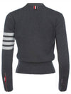 Milano Stitch 4 Bar Classic V Neck Fine Merino Wool Cardigan Medium Grey - THOM BROWNE - BALAAN 8