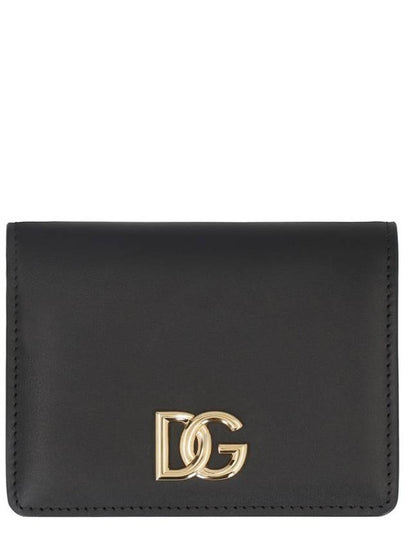 gold logo calfskin leather medium wallet black - DOLCE&GABBANA - BALAAN 2