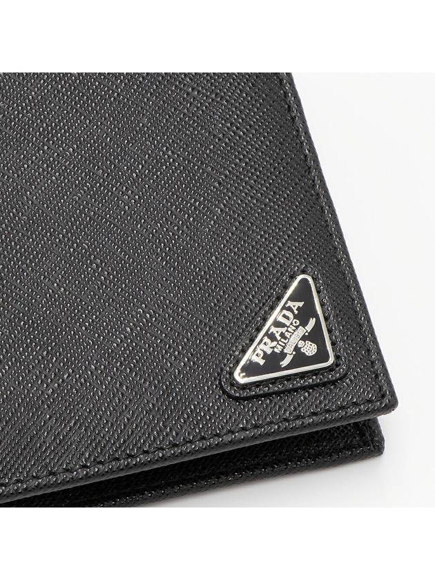 Triangle Logo Saffiano Half Wallet Black - PRADA - BALAAN 6