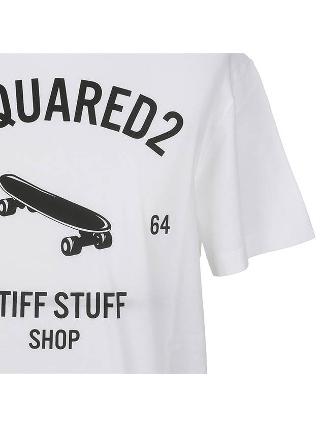 Men's Long Twist Fit Round Short Sleeve T-Shirt White - DSQUARED2 - BALAAN 6