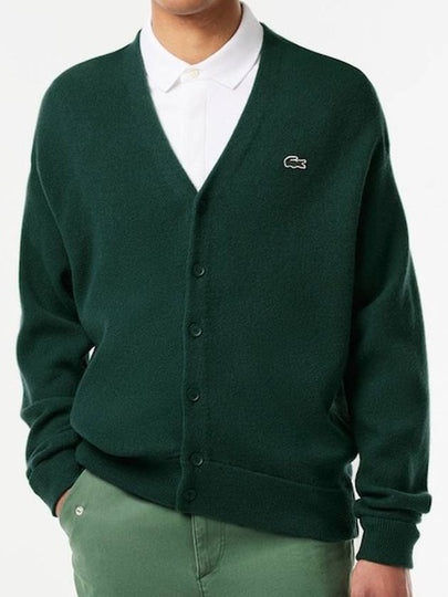 Relaxed Fit Button Wool Cardigan Green - LACOSTE - BALAAN 2