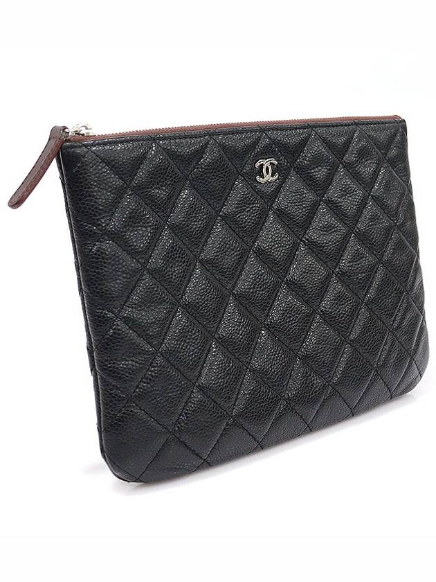 A69252 Black Caviar Silver Classic Medium O CASE Clutch 19th - CHANEL - BALAAN 3