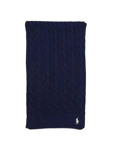 Embroidery Pony Logo Cable Knit Muffler Navy - POLO RALPH LAUREN - BALAAN 1