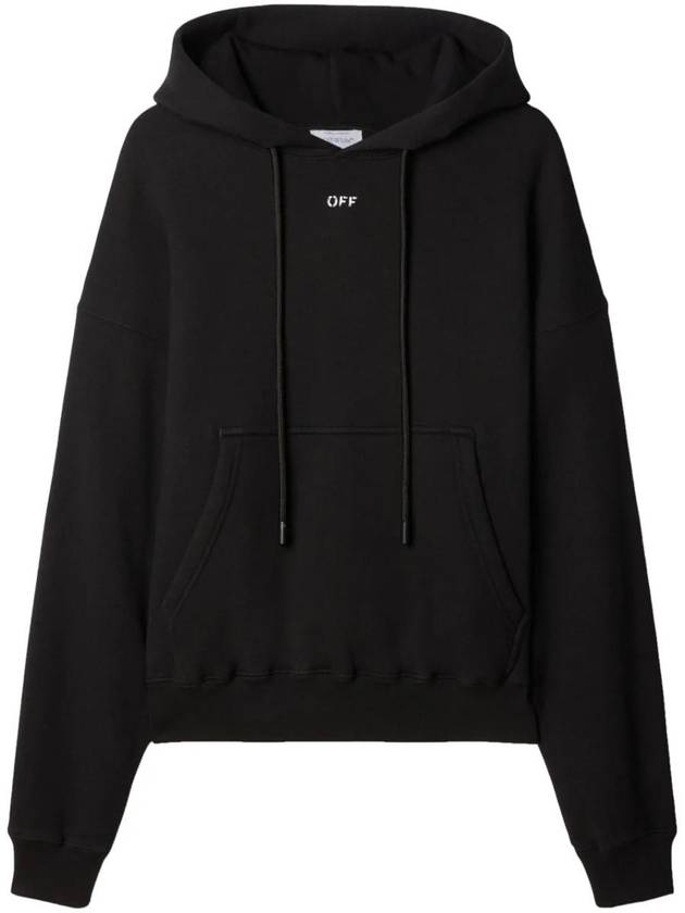 Logo Print Cotton Hoodie Black - OFF WHITE - BALAAN 2