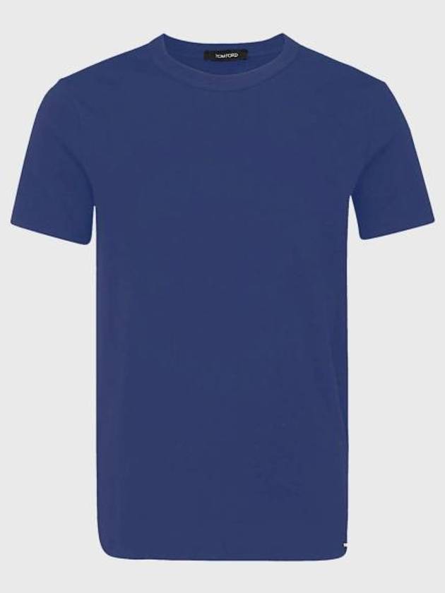 Cotton Crew Neck Short Sleeve T-Shirt T-Shirt blue - TOM FORD - BALAAN 5