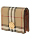 Check Small Leather Half Wallet Beige - BURBERRY - BALAAN 3