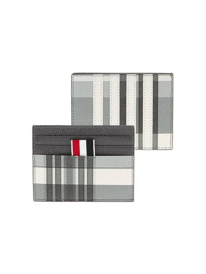 4-Bar Madras Pebble Grain Leather Card Wallet - THOM BROWNE - BALAAN 2