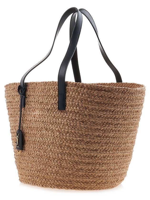 Raffia Panier Basket Tote Bag Natural Black - SAINT LAURENT - BALAAN 3