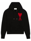 Big Heart Logo Wool Hoodie Black - AMI - BALAAN 2