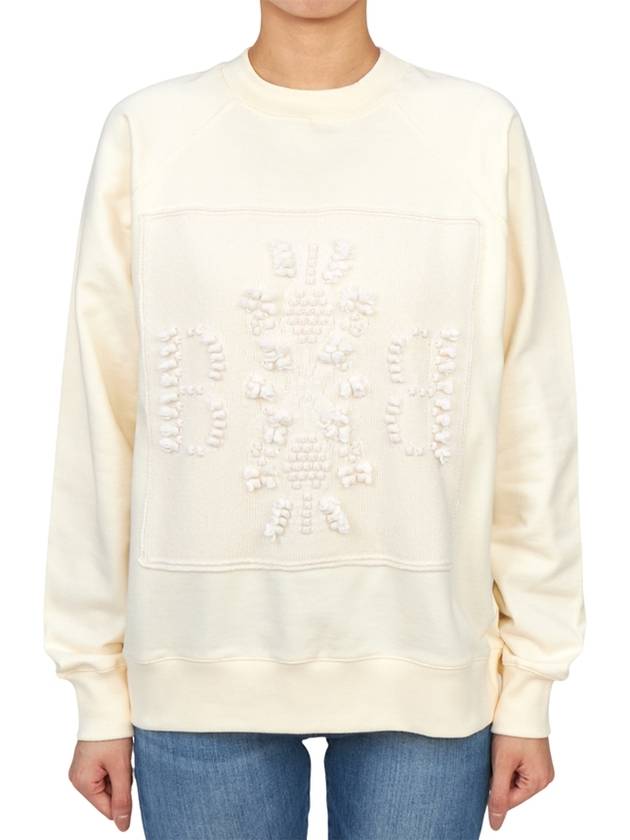 Women's Cashmere B Logo Patch Knit Top Ice White - BARRIE - BALAAN 4