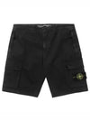 Men's Logo Patch Cargo Bermuda Shorts Black - STONE ISLAND - BALAAN 2