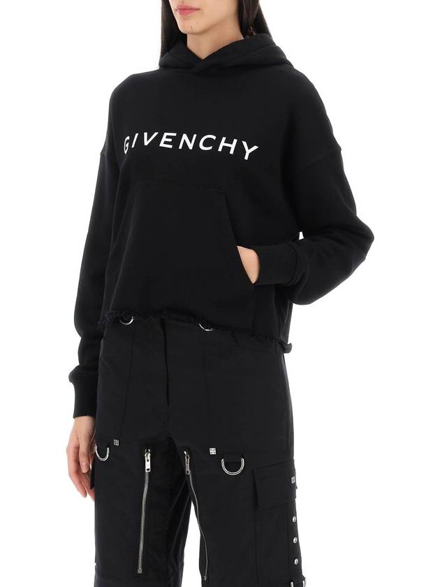 Women's Archetype Crop Fleece Hoodie Black - GIVENCHY - BALAAN 5