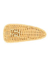 Logo Straw Fabric Hair Clip Gold - MIU MIU - BALAAN 3