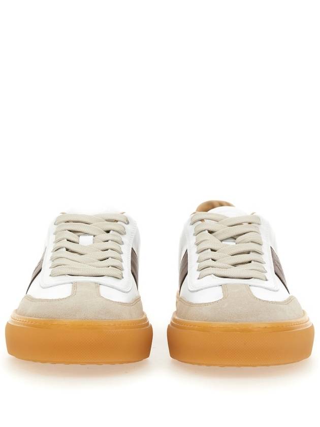 Calfskin Leather Low Top Sneakers White Brown - TOD'S - BALAAN 5