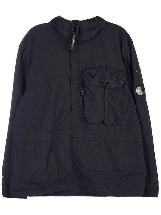 Men's Lens Wappen Tylon Overfit Hooded Jacket Black - CP COMPANY - BALAAN 1