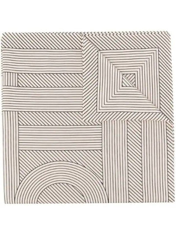 Stripe Organic Cotton Silk Scarf Cream - TOTEME - BALAAN 1