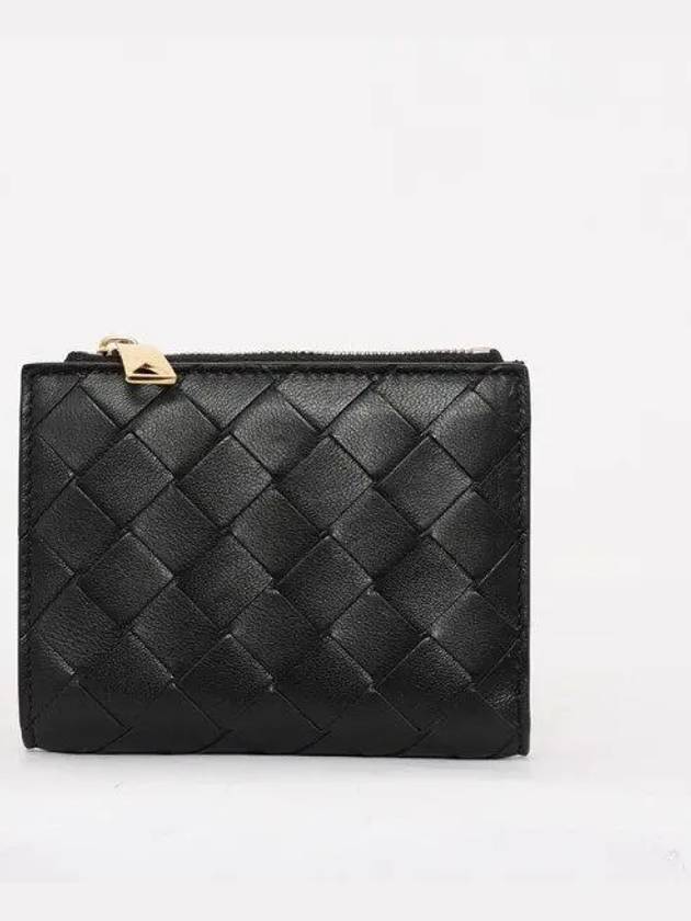 Intrecciato Small Leather Half Wallet Black - BOTTEGA VENETA - BALAAN 2