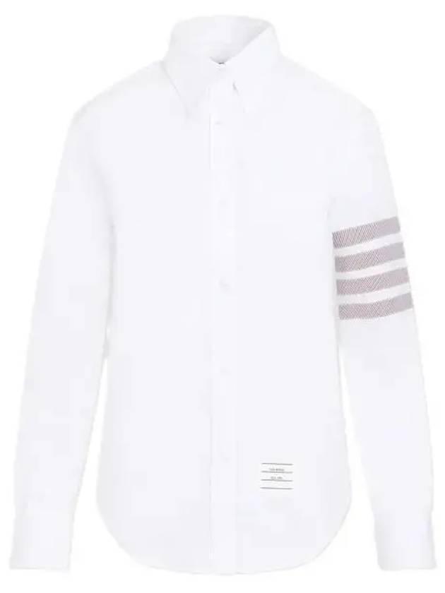 4 Bar Striped Cotton Long Sleeve Shirt White - THOM BROWNE - BALAAN 2