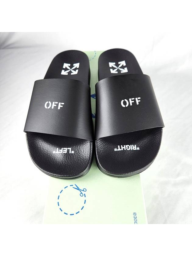 Logo Pool Slippers Black - OFF WHITE - BALAAN 4