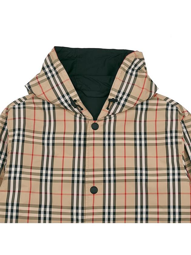 Reversible Check Nylon Hooded Jacket Black Beige - BURBERRY - BALAAN 7