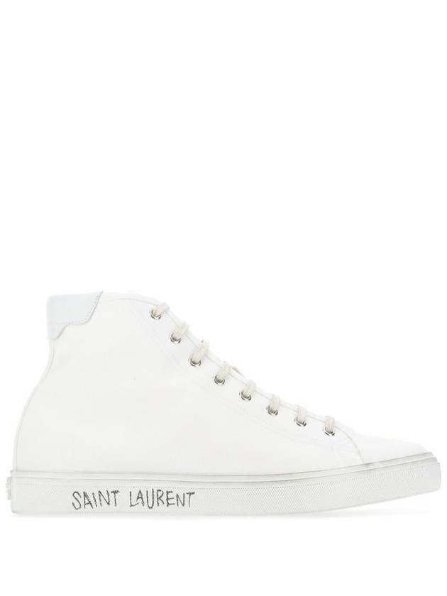 Malibu Logo Canvas High Top Sneakers White - SAINT LAURENT - BALAAN 2