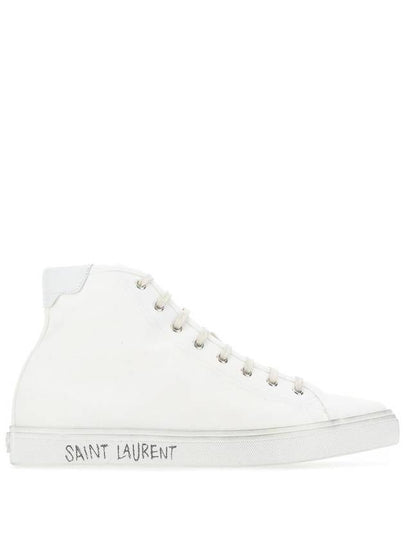 Malibu Logo Canvas High Top Sneakers White - SAINT LAURENT - BALAAN 2