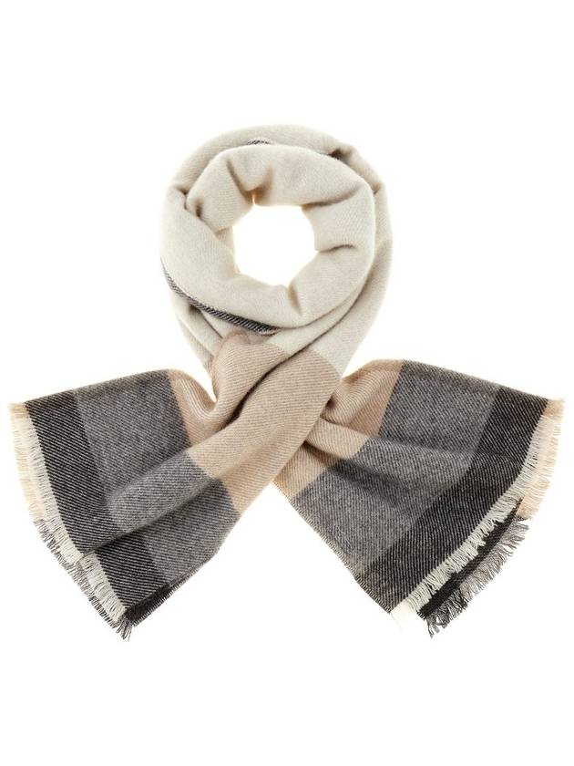 Twill Check Wool Cashmere Muffler - BRUNELLO CUCINELLI - BALAAN 6