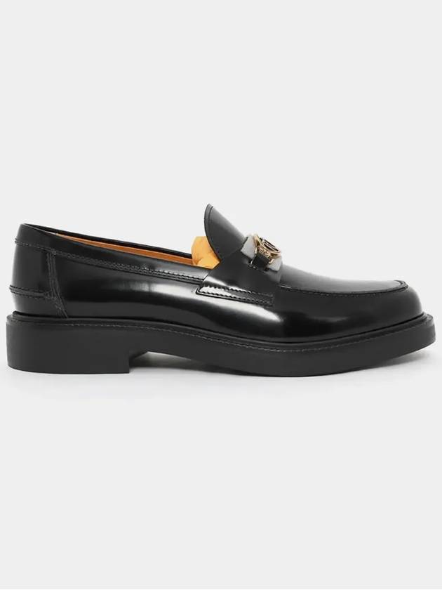 Metal Logo Leather Loafers Black - TOD'S - BALAAN 4