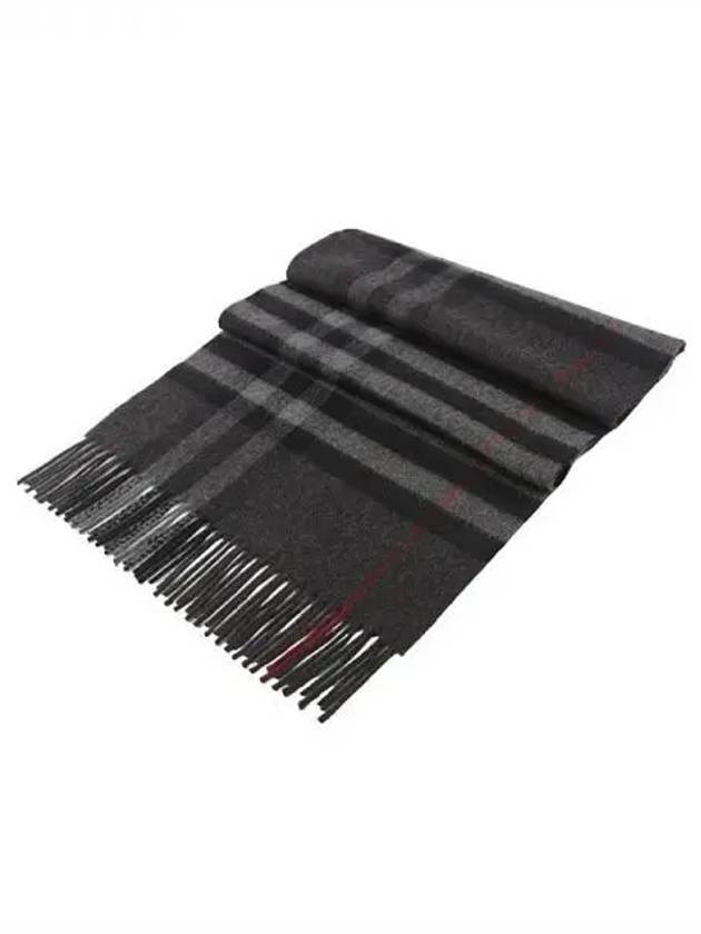 Check Cashmere Scarf Charcoal - BURBERRY - BALAAN 2