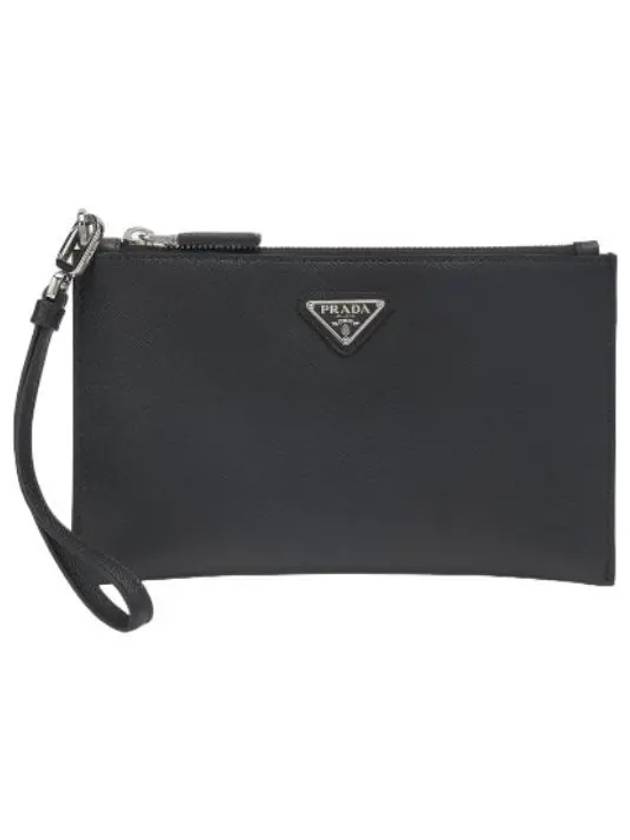 triangle logo clutch black bag - PRADA - BALAAN 1