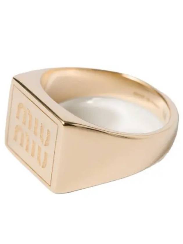 Engraved Logo Signet Metal Ring Gold - MIU MIU - BALAAN 2