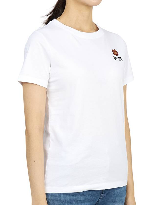 Boke Flower Embroidery Logo Short Sleeve T Shirt White - KENZO - BALAAN 4