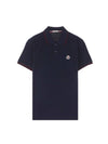 Logo Patch Short Sleeve Polo Shirt Navy - MONCLER - BALAAN 1