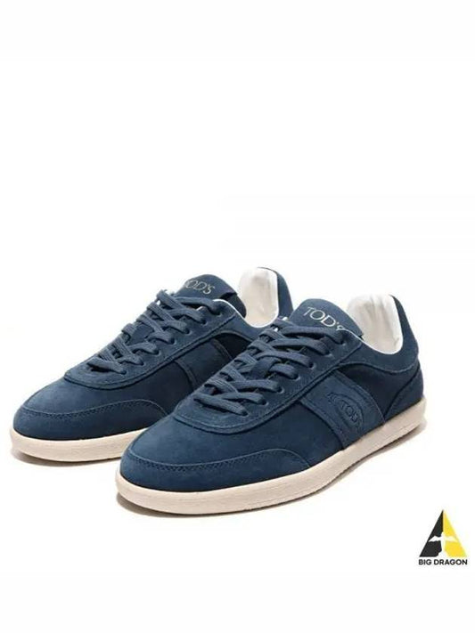 Logo Panel Suede Low Top Sneakers Navy - TOD'S - BALAAN 2