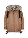 Reversible Logo Hooded Padded Jacket Brown - MAX MARA - BALAAN.