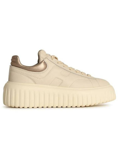 Hogan 'H-Stripes' Beige Leather Sneakers - HOGAN - BALAAN 1