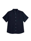 Regular Light Tencel Short Sleeve Shirt Navy - J.LINDEBERG - BALAAN 2