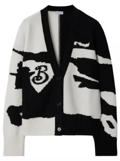 EKD V-Neck Cashmere Cardigan White Black - BURBERRY - BALAAN 2