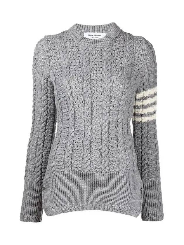 4 Bar Wool Knit Top Light Grey - THOM BROWNE - BALAAN 3