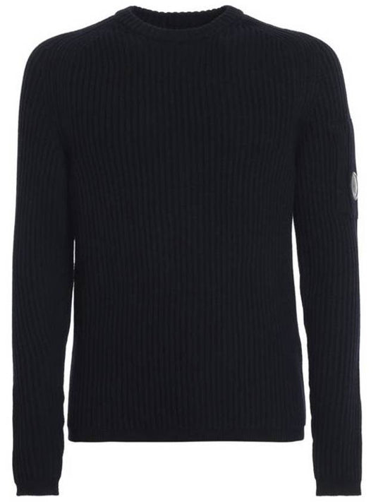 Range Patch Ribbed Wool Knit Top Black - CP COMPANY - BALAAN.