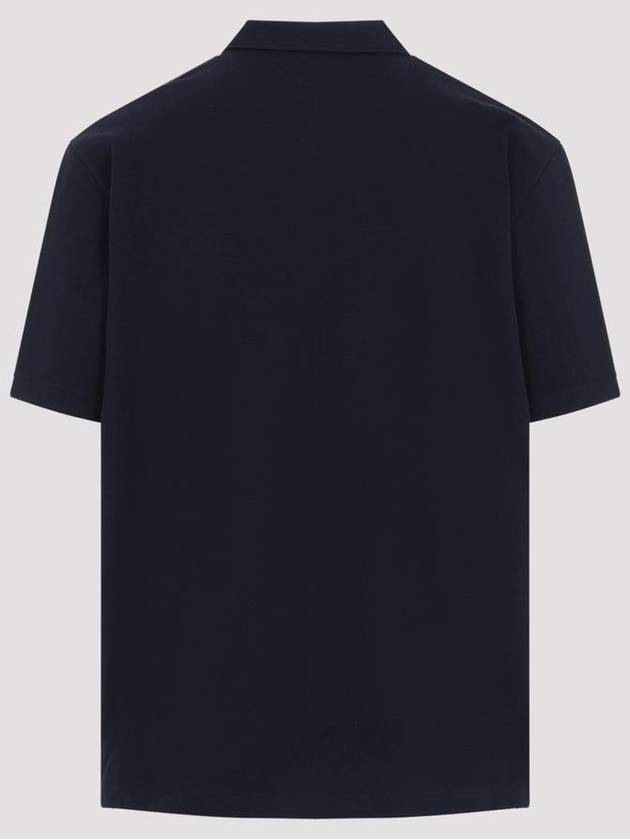 Embroidered Logo Polo Shirt Blue - BOTTEGA VENETA - BALAAN 3