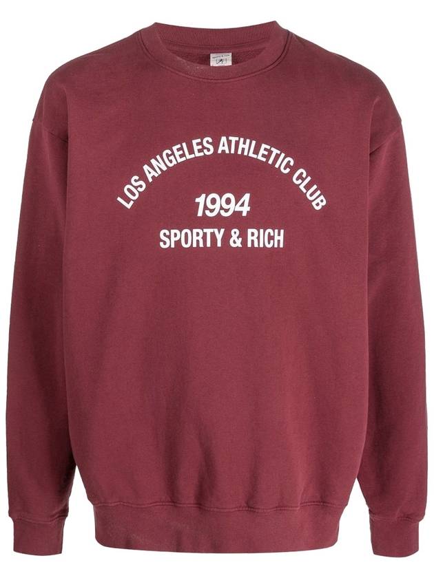 Club Crew Neck Cotton Sweatshirt Burgundy - SPORTY & RICH - BALAAN 3